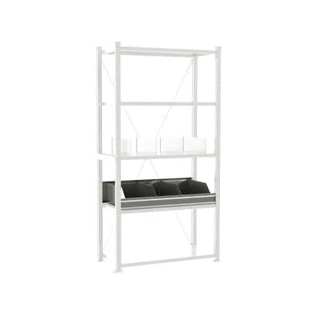 Produktfoto 1 von Manorga Regalsystem, 4 Regale, Schwarz RAL 7040, 3000 kg Last