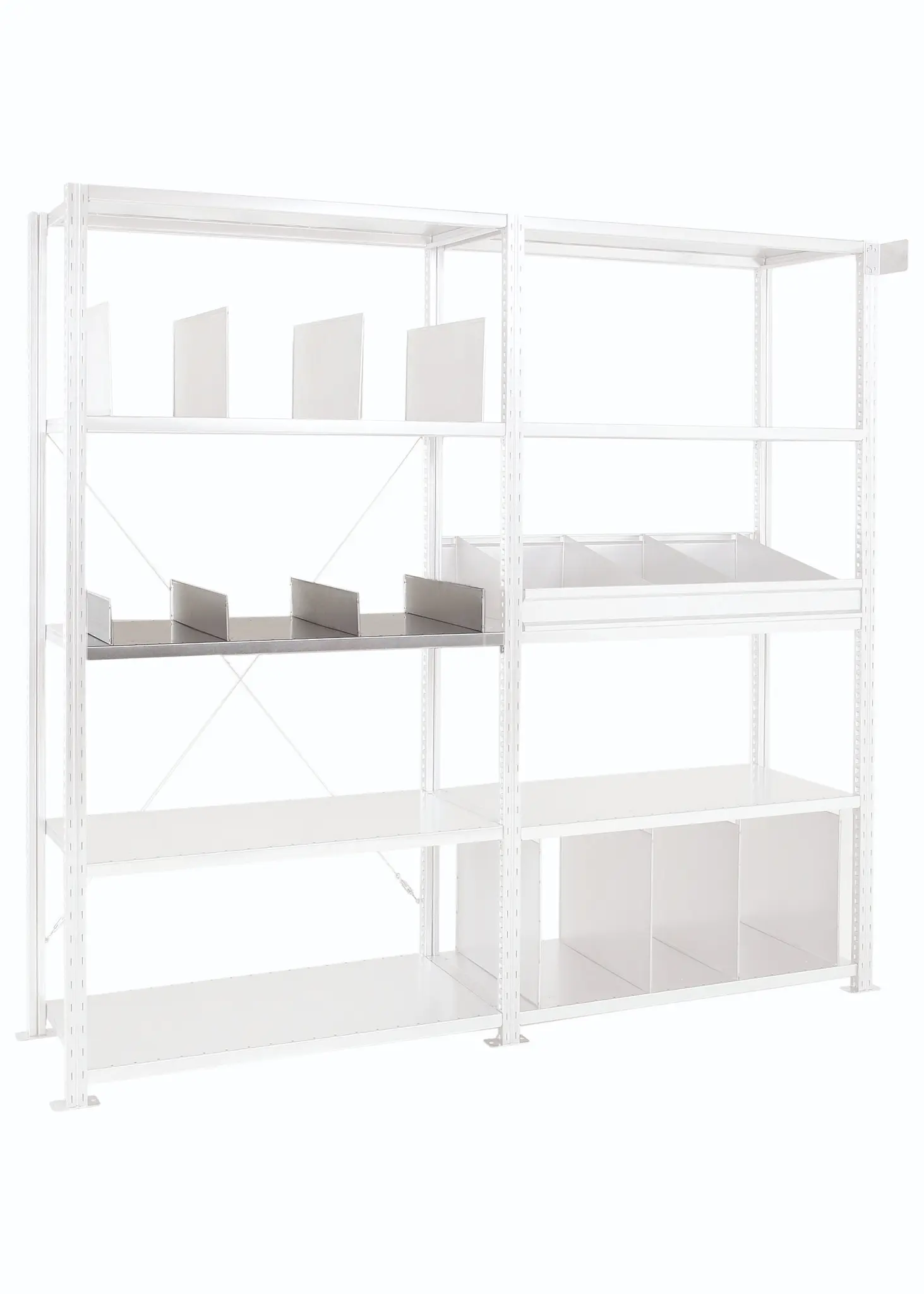 Produktfoto 1 von Manorga Regalsystem, 4 Regale, Schwarz RAL 7040, 200 mm, 3000 kg Last