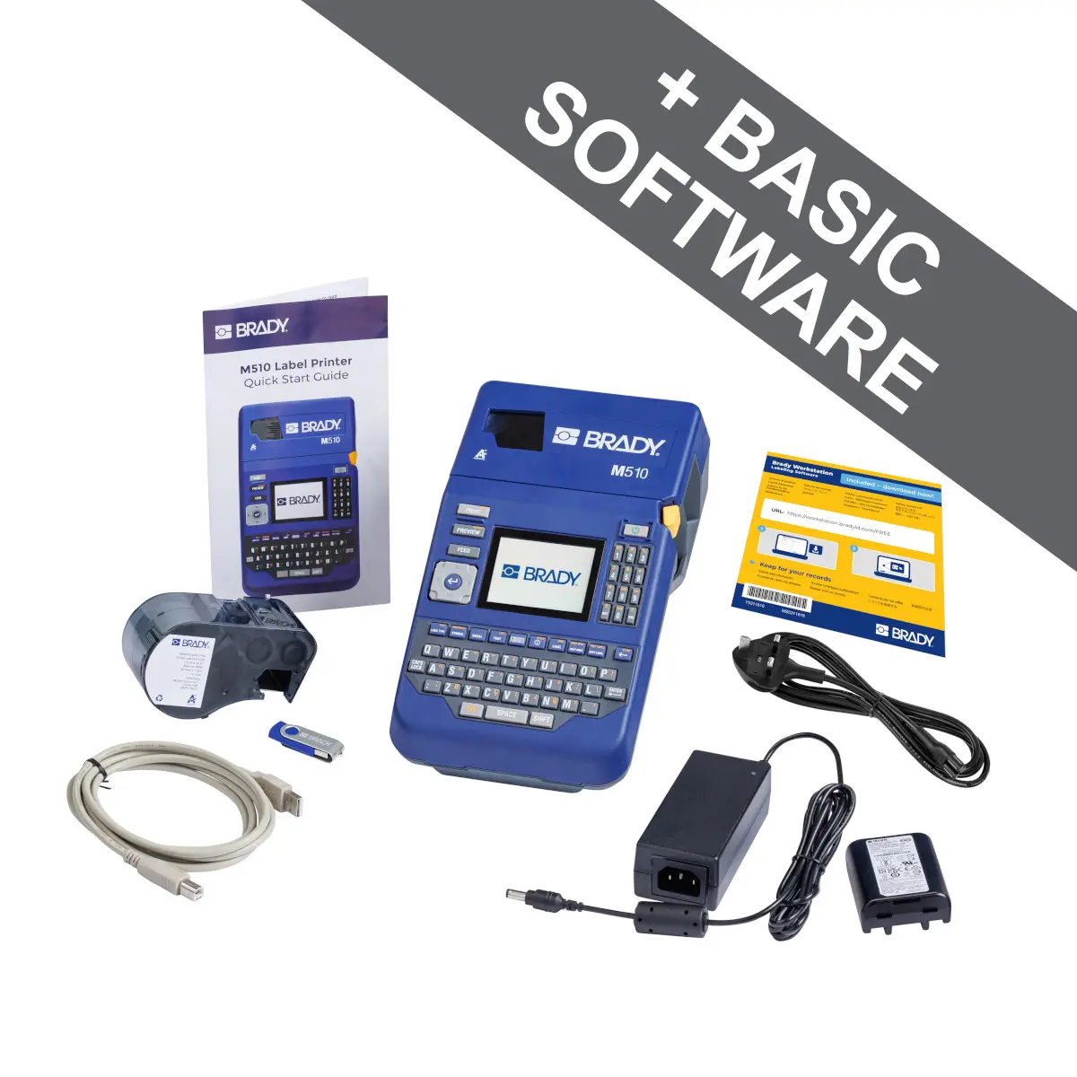Brady M510 Label Printer UK Etikettendrucker bis 38.1 mm Etiketten Tragbares Gerät Tastatur