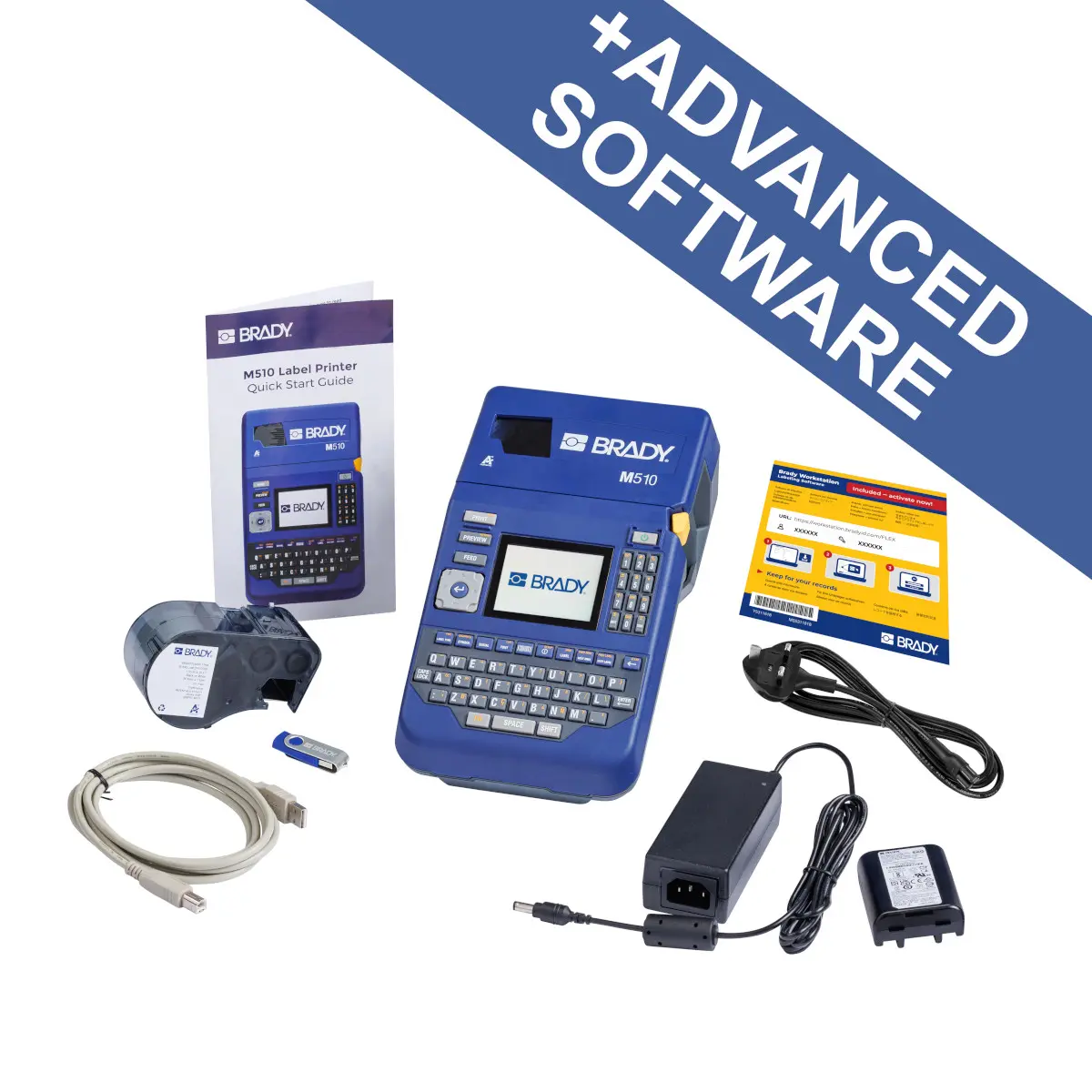 Produktfoto 1 von Brady M510 Label Printer UK Etikettendrucker bis 38.1 mm Etiketten Tragbares Gerät Tastatur