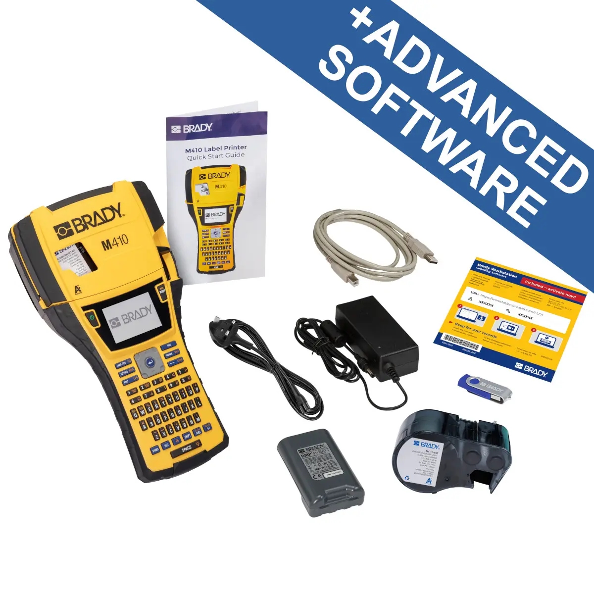 Produktfoto 1 von Brady M410 Label Printer UK Etikettendrucker bis 25.4 mm Etiketten Tragbares Gerät Tastatur, EU, UK