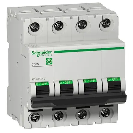 Produktfoto 1 von Schneider Electric M9F1 Miniaturüberlastschalter Typ C, Pol 4-polig 32A 440V ac, Abschaltvermögen 6 kA Multi9 250 V dc