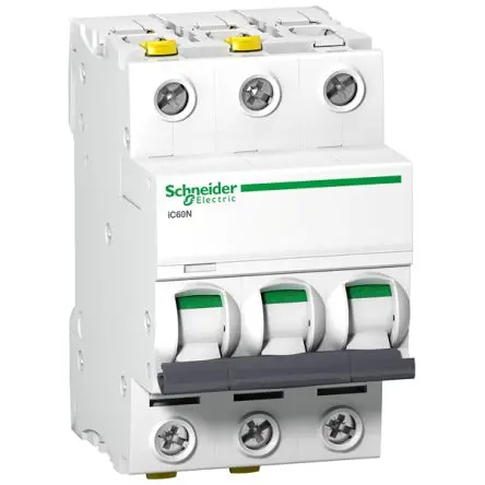 Produktfoto 1 von Schneider Electric A9F0 Miniaturüberlastschalter Typ B, Pol 3-polig 6A 440V ac, Abschaltvermögen 36 kA Acti9 180 V dc