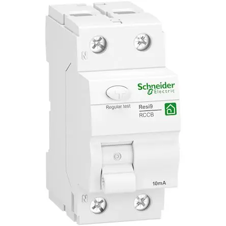 Produktfoto 1 von Schneider Electric R9R FI-Schutzschalter, 2-polig, 25A, 10 mA Typ A Resi9 RoHS, REACH, EN/IEC 61008-1