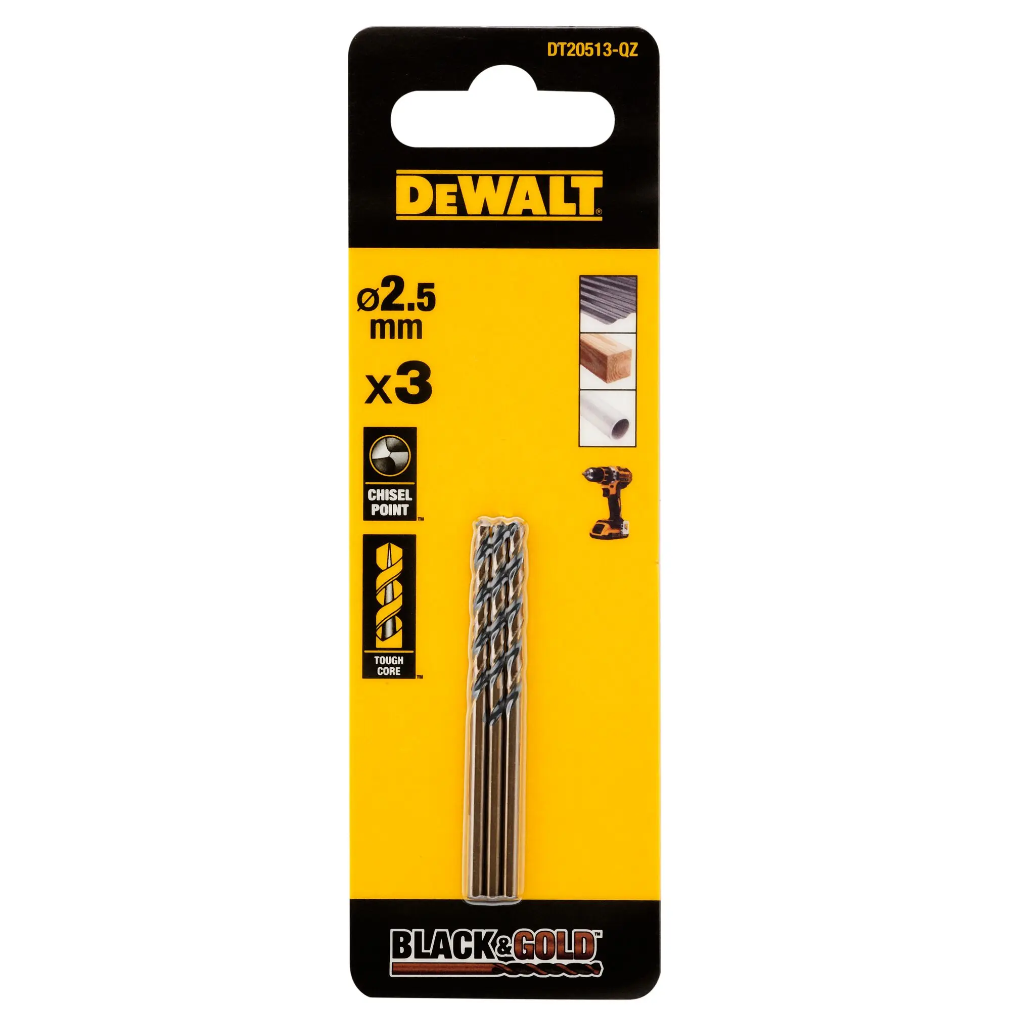 DeWALT HSS Drehung 2.5 mm, 3 Stück