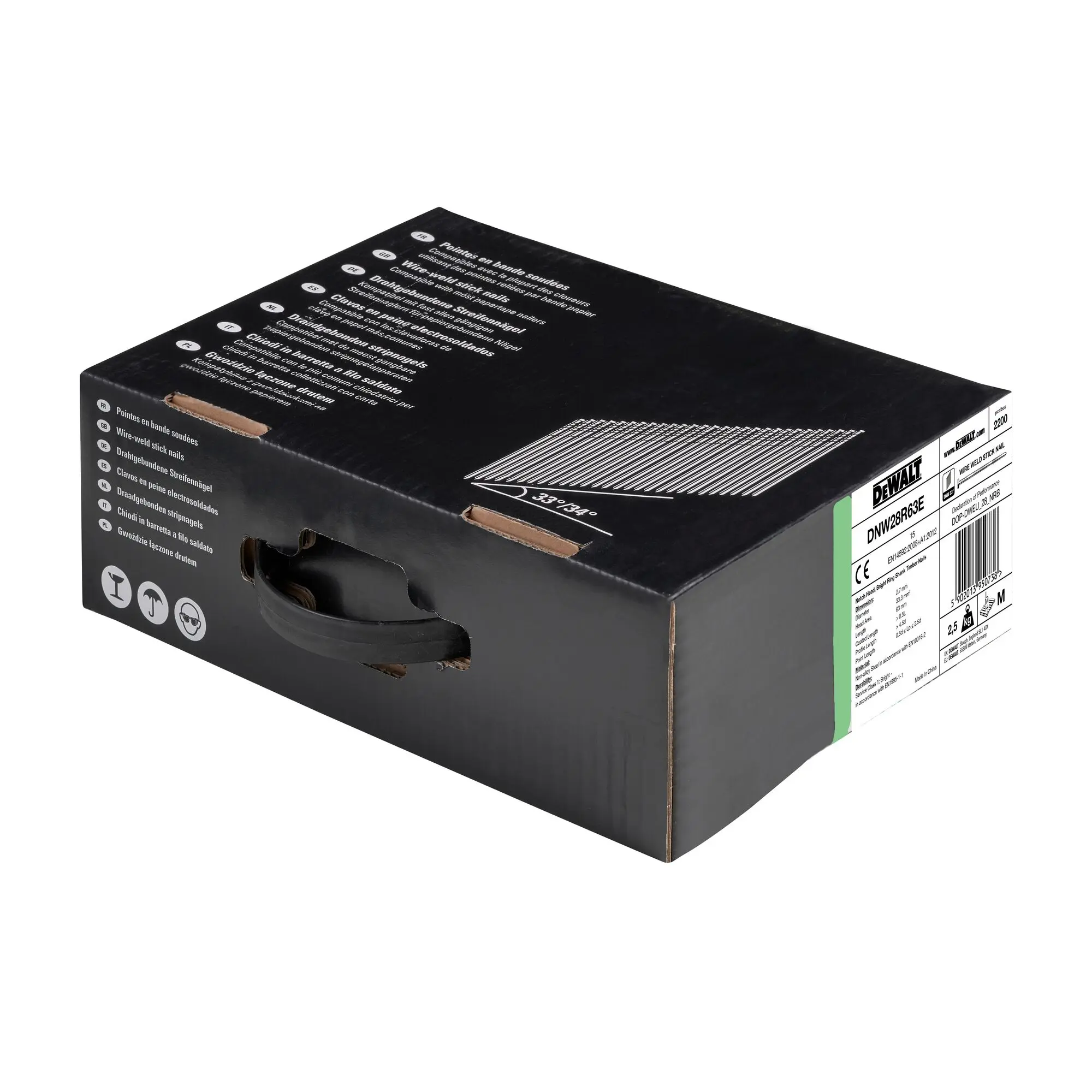 Produktfoto 1 von DeWALT Nagel L. 63 mm, Ø 2.8 mm, Typ Rundkopfnagel, Hell