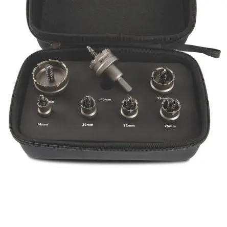 Produktfoto 1 von Starrett, Ø 50 mm Bimetall Lochsäge Zentrierbohrer inkl. Edelstahl, Blech, Ø 11mm 7-Stk. / Bohrtiefe 41 mm