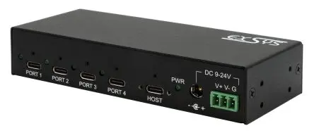 Produktfoto 1 von Exsys, USB 3.2 USB-Hub, 4 USB Ports, USB, Anschlussstecker T: 56.2 mm H: 27.2 mm B: 134mm