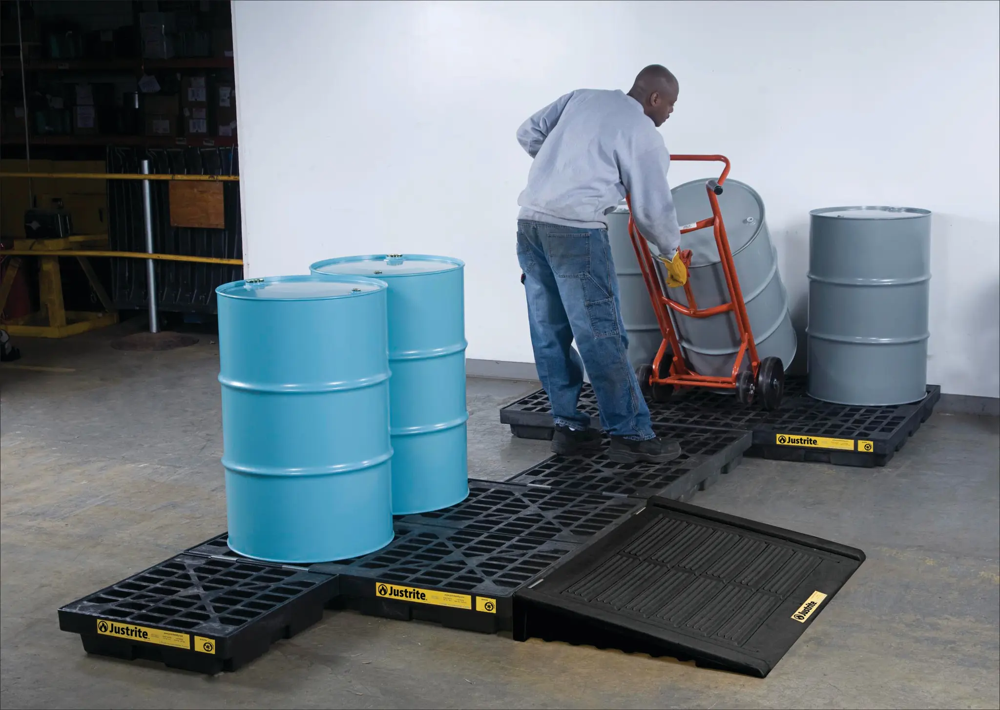 Produktfoto 1 von Justrite Auffang-Equipment aus Polyethylen, Flüssigkeitssperre 45L