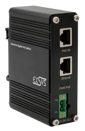 Produktfoto 1 von Exsys 2 PoE-Injektor- und Splitter-Set 1 Port 1000 Mbit/s 95 mm L. 67.5mm B. 28 mm T.