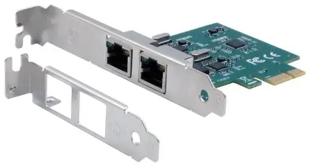 Produktfoto 1 von Exsys 2 Anschlüsse PCIe Netzwerkkarte 1000Mbit/s RJ45