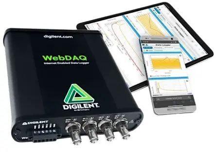 Produktfoto 1 von Digilent WebDAQ 504 Akustik, Vibrationen Datenprotokolliergerät, 0 °C 4-Kanal → 50 °C