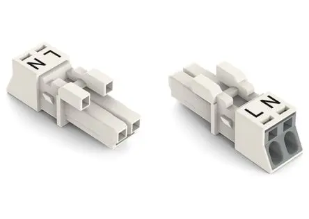 WAGO 890 Beleuchtungssteckverbinder, Steckmontage Buchse, Anschluss 16A, Kontakte: 2 IP20, IP40, Anz.Ausl. 2, 0.25mm²,