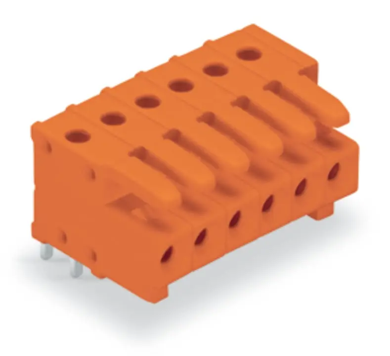 Produktfoto 1 von WAGO 734 Series Leiterplatten-Stiftleiste gewinkelt 5-polig / 1-reihig, Raster 3.81mm