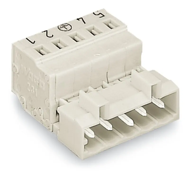 Produktfoto 1 von WAGO Stecker 721 Leuchtensteckverbinder, Stecker für Beleuchtung, Kontakte: 5, Anz.Ausl. 5, Kabelmontage, 12A