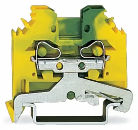 Produktfoto 1 von WAGO Schutzleiterklemme, 2-poliger Erdungsklemmenblock, 2-polig, 0.08mm², 4 mm², 4mm² Zugfederklemme, Gelb, Grün