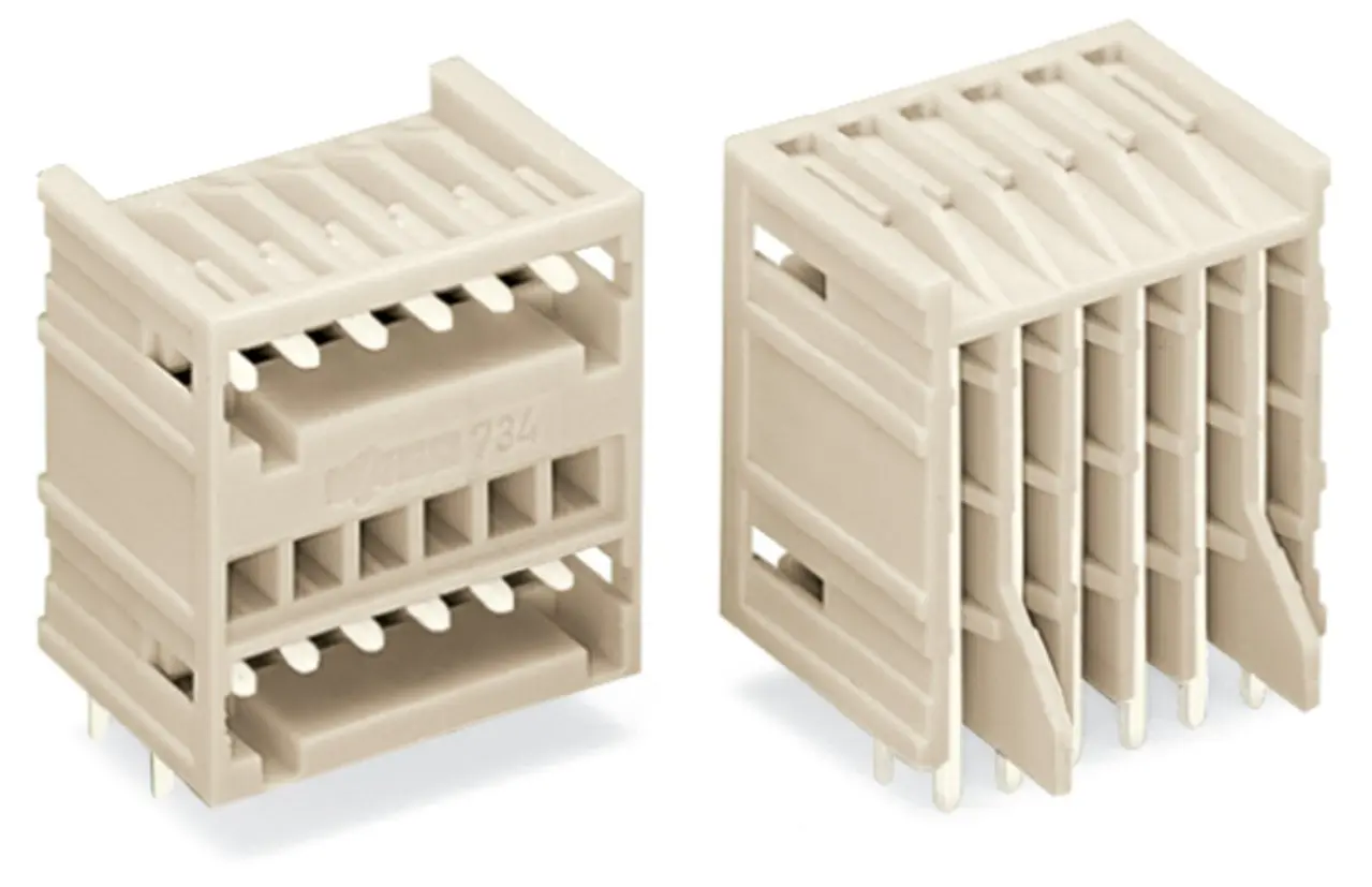Produktfoto 1 von WAGO 734 Series Header gewinkelt, 10-polig / 2-reihig, Raster 3.5mm, Nicht ummantelt