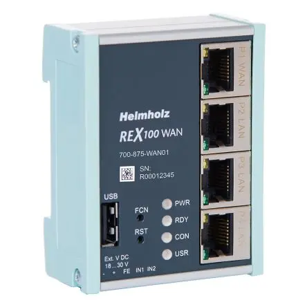Produktfoto 1 von Helmholz REX 100 WAN REX 100 WAN 100 Base-T, RJ45-Buchse, 10 Basis-T Industrieller Router