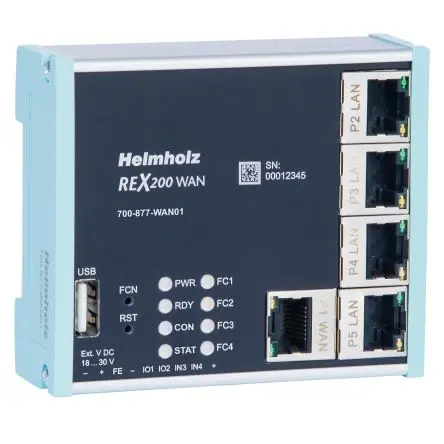 Produktfoto 1 von Helmholz REX 100 WAN REX 100 WAN 10 Basis-T, RJ45-Buchse, 100 Base-T Industrieller Router