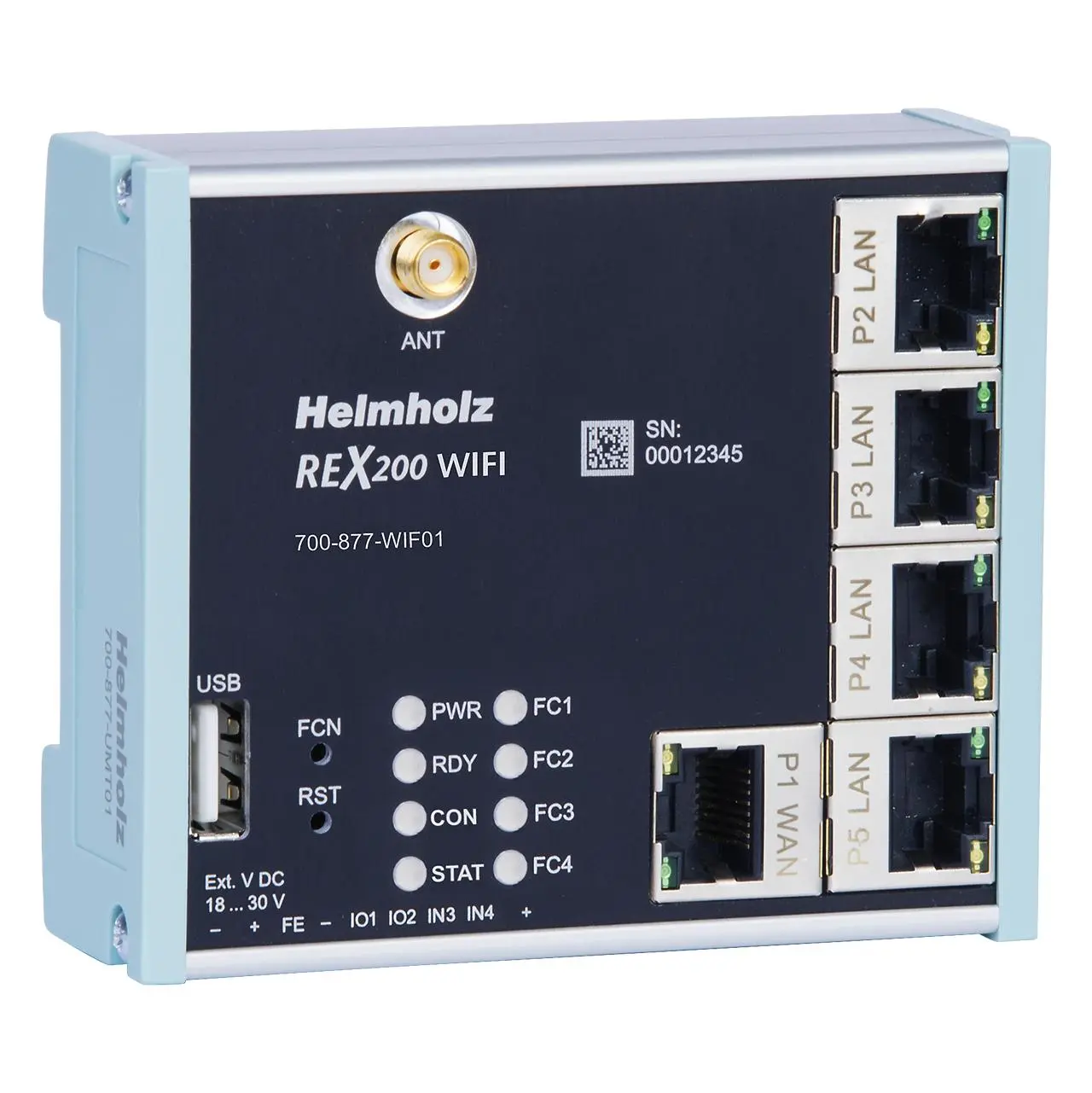 Produktfoto 1 von Helmholz 700-877-WIF02 Industrieller Router WLAN 100Mbps 2.4GHz IEEE 802.11 b/g/n 100Mbps 4-Port