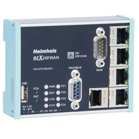 Produktfoto 1 von Helmholz REX 100 WAN REX 100 WAN 10 Basis-T, RJ45-Buchse, 100 Base-T Industrieller Router