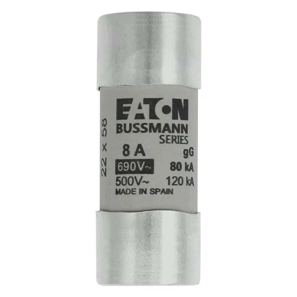 Produktfoto 1 von Eaton C22G8 Patronensicherung / 8 A 22 x 58 mm 690 V ac Keramik Universal, Industrieausführung