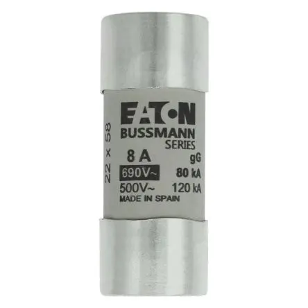 Produktfoto 1 von Eaton C22G8 Patronensicherung gG/gL / 8A 22 x 58 mm 690V ac Keramik Universal, Industrieausführung