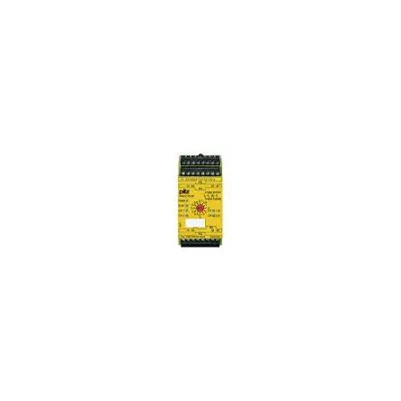 Produktfoto 1 von Pilz 777502 Sicherheitsrelais 24V dc, 4 Sicherheitskontakte, 1 Hilfsschalter, Automatisch und überwacht EN 61000-6-2,