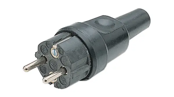 Produktfoto 1 von Nelco Netzstecker und -steckdose Kabel 16A, 2+E, Typ F Gummi, 25 V Schwarz Schraubbefestigung, für Deutschland