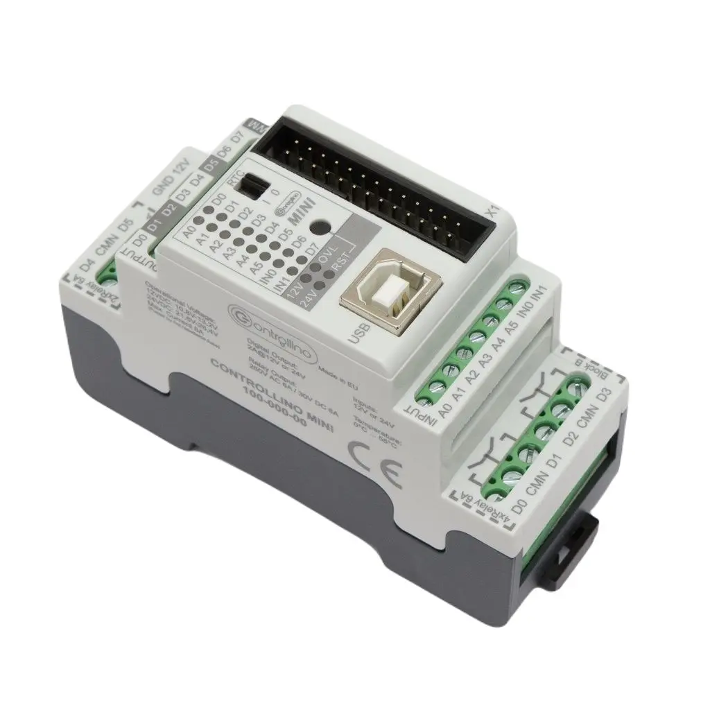 Produktfoto 1 von Controllino Controllino MINI Controller, 8 Eing. Relais Ausg.Typ Digital und analog Eing.Typ für Hutschiene 12 oder 24