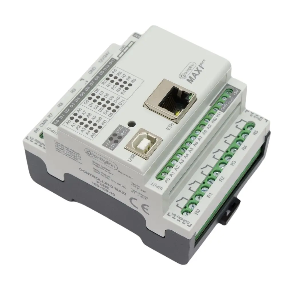 Produktfoto 1 von Controllino Controllino MAXI Rein Controller, 12 Eing. Relais Ausg.Typ Digital und analog Eing.Typ für Hutschiene 12
