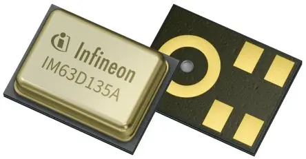 Produktfoto 1 von Infineon 5-Pin Mikrofon MEMS-Mikrofon Impuls Rundstrahl -40dBFS PG-TLGA-5-6 63.5 dB Oberfläche 3.6 V 3.6V