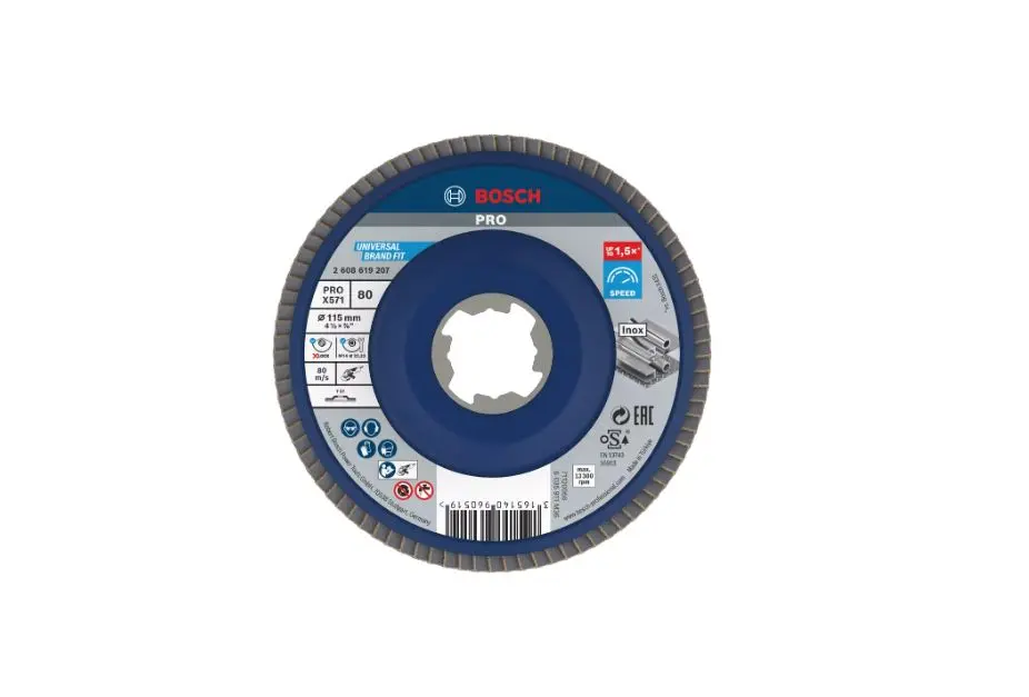Produktfoto 1 von Bosch X Lock Zirkonoxid Aluminium Lamellenscheibe Ø 115 mm Fein, Korngröße 80 μm 1 pro Paket