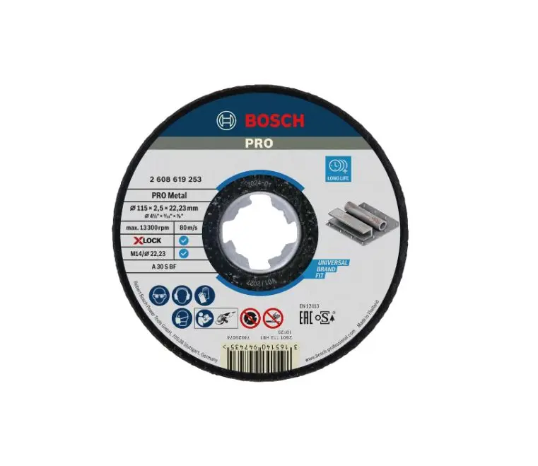 Produktfoto 1 von Bosch X Lock Aluminiumbeschichtet Ø 115 mm / Stärke 2.5 mm, Korngröße 120 μm 25 pro Paket