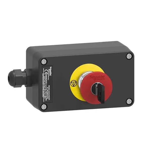 Produktfoto 1 von Schneider Electric XAWG Not-Aus-Drucktaster, SMD, Ø 40 mm, 1 Öffner/1 Öffner, Rot IP65, 80mm, x 70 mm,