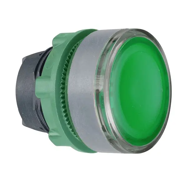 Produktfoto 1 von Schneider Electric ZB5A Drucktastenkopf Ø 22 mm, Grün Einsteck-Anschluss Glatt Rund Kunststoff, IP66