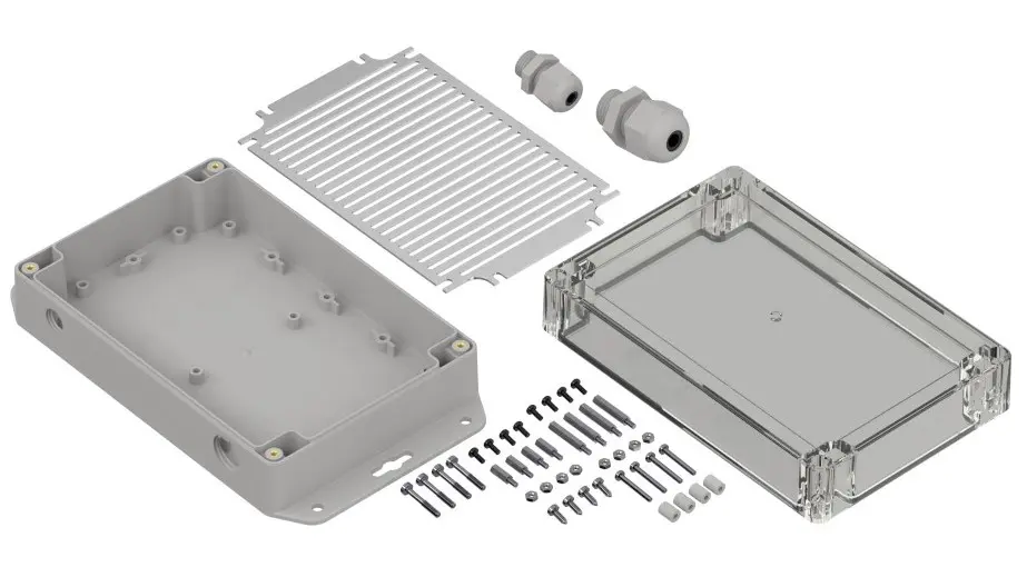 Produktfoto 1 von RS PRO IOT.ZPSET; Universalgehäuse; Polycarbonat; Hellgrau Geflanscht IP65 Breite 120 mm Höhe 60 mm Länge 180 mm