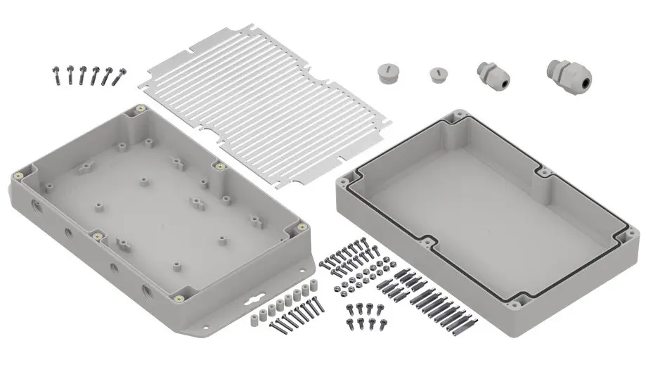 Produktfoto 1 von RS PRO IOT.ZPSET; Universalgehäuse; Polycarbonat; Hellgrau Geflanscht IP65 Breite 140 mm Höhe 60 mm Länge 210 mm