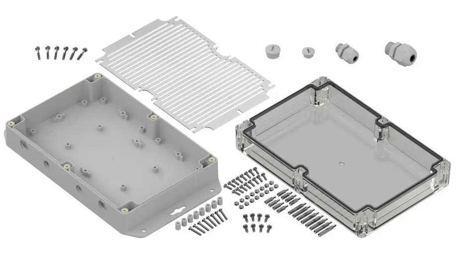 Produktfoto 1 von RS PRO IOT.ZPSET; Universalgehäuse; Polycarbonat; Hellgrau Geflanscht IP65 Breite 140 mm Höhe 60 mm Länge 210 mm