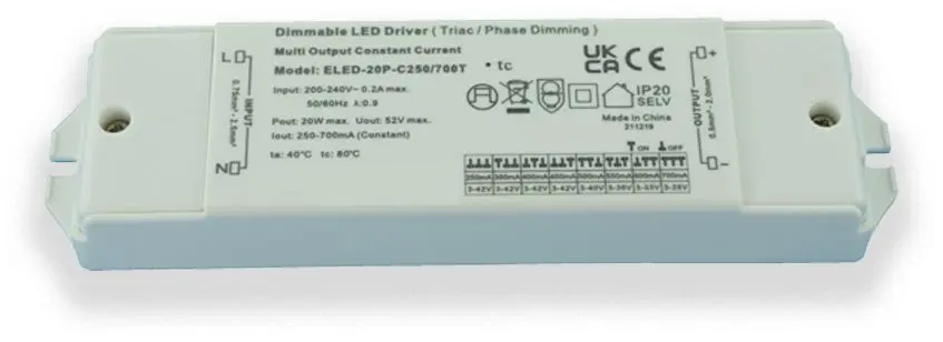 Produktfoto 1 von RS PRO LED-Treiber, 20.3 W 200V ac, 240 V ac 250mA, 700 mA, Ausgang 3V, 42 V