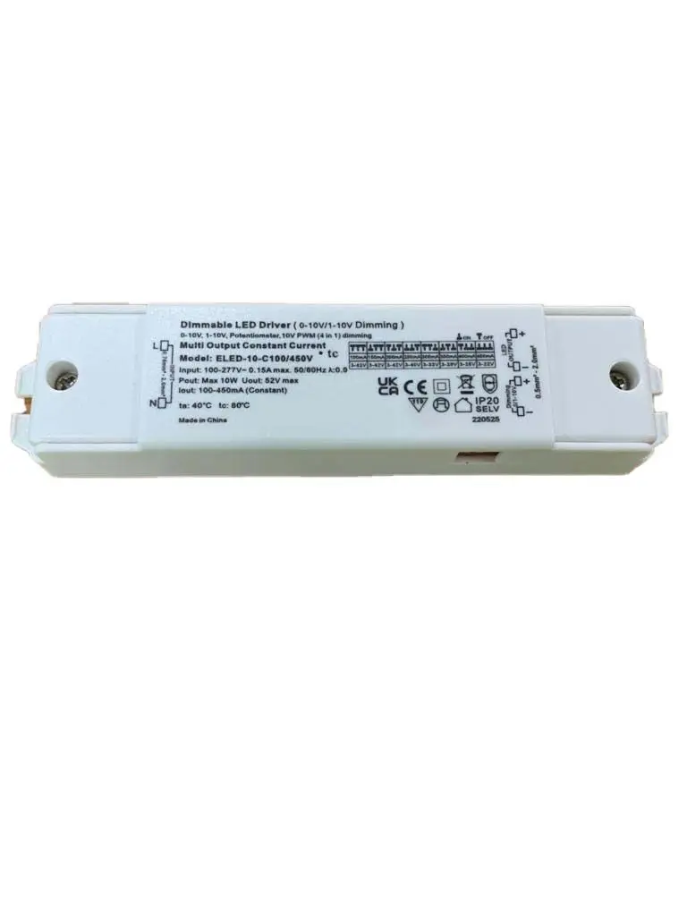 Produktfoto 1 von RS PRO LED-Treiber, 10 W 200V ac, 240 V ac 100mA, 450 mA, Ausgang 3V, 42 V 0 bis 10 V und 1 bis 10 V Dimmsteuerung