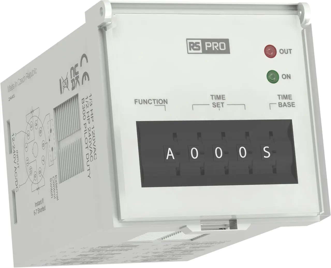 Produktfoto 1 von RS PRO Zeitrelais, 0.1 s → 9990h, 240V ac 10, 2-poliger Wechsler