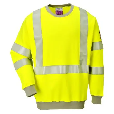 Produktfoto 1 von Portwest FR72 Unisex Sweatshirt, Baumwolle, 1 % Kohlefaser, 60 % Modacryl Gelb, Größe S