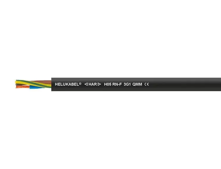 Produktfoto 1 von Helukabel H05RN Steuerkabel, 3-adrig 1 mm² 18 AWG Schwarz Geschirmt, Gummi