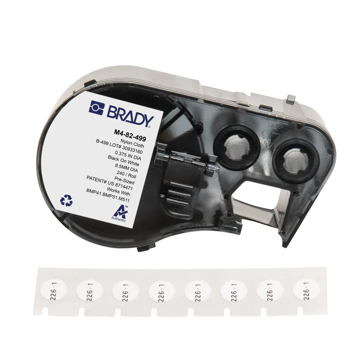 Produktfoto 1 von Brady Wärmeschrumpf-Etiketten für BMP53, BMP51, M410, BMP41, M511, M510 auf Weiß 0.375 in