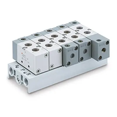Produktfoto 1 von SMC Serie VF3000 VV5F3-30-041-00F Aluminiumdruckguss Ventil-Verteilerplatte 4-Stationen Anschluss G