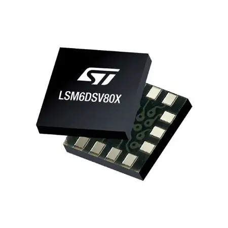 Produktfoto 1 von STMicroelectronics Trägheitssensor 6-Achsen Oberfläche 1.71 V 3.6V I2C/SPI 7.68 kHz Beschleunigungsmesser LGA-14L 14-Pin