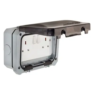 Produktfoto 1 von Powerbreaker PSKT2G Steckdose Geschaltet Typ G – Britisch 2-fach Beide Hochschlagfestes Polycarbonat Grau / 13 A