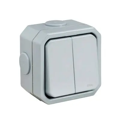Produktfoto 1 von Powerbreaker PSW2G2W Wetterfest Lichtschalter 2-teilig, 2 Wege Grau IP66