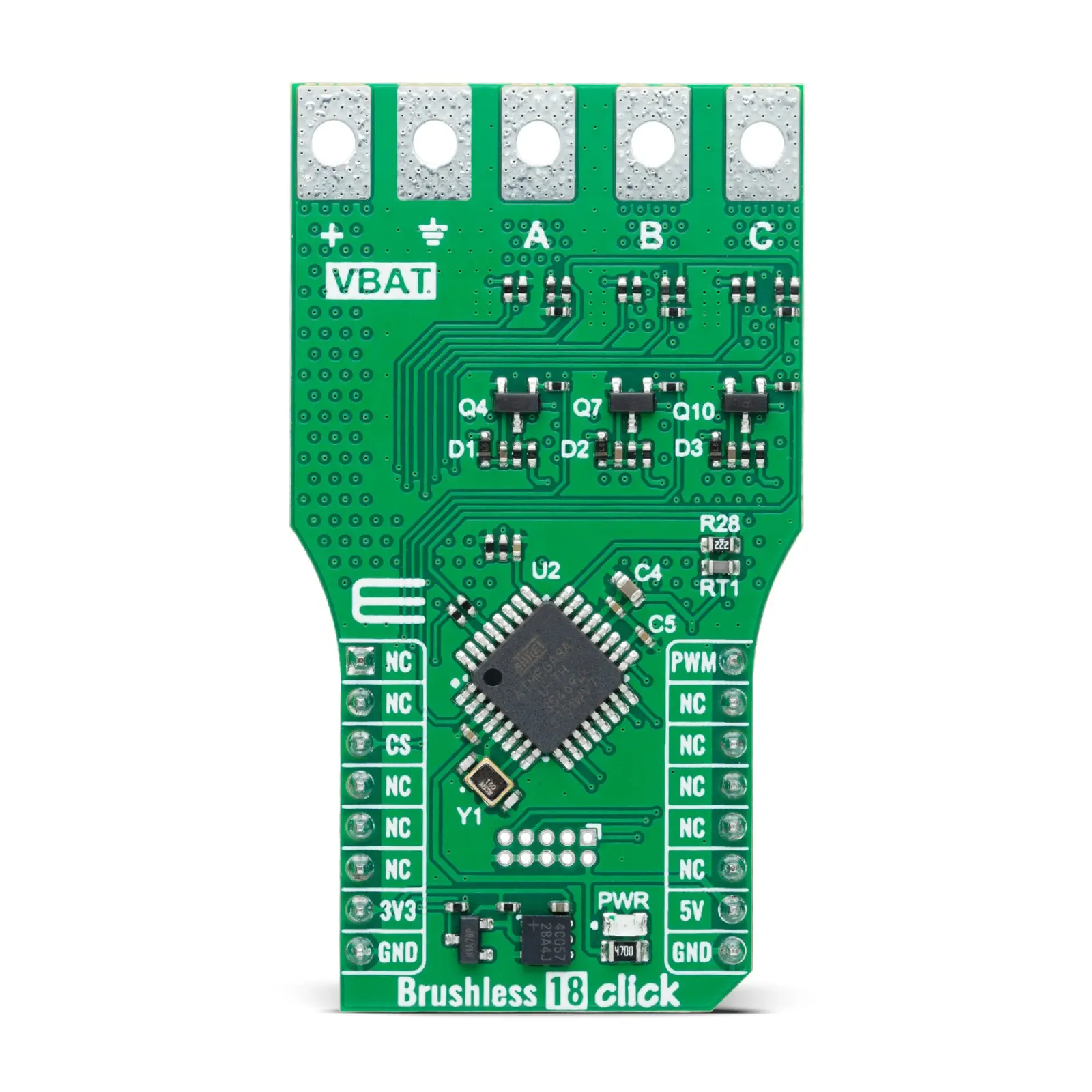 Produktfoto 1 von MikroElektronika ATmega8A Evaluierungsplatine, Brushless 18 Click Motortreiber, für Bürstenlose Gleichstrommotoren